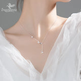 Trustdavis Choker 925 Sterling Butterfly Tassel Pendant Short Necklace for Women