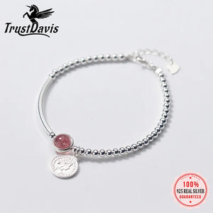 Trustdavis 925 Sterling Silver Coin Bracelet Box Chain Beads Anklets DS2244