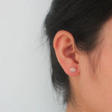 Trustdavis Sterling Silver Star Shell CZ Stud Earrings Women Girls Jewelry