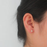 Trustdavis Sterling Silver Star Shell CZ Stud Earrings Women Girls Jewelry