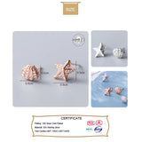 Trustdavis Sterling Silver Star Shell CZ Stud Earrings Women Girls Jewelry