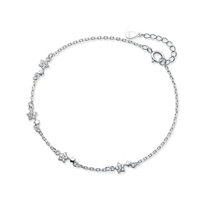 Trustdavis 925 Silver Sweet Star CZ Bracelet Bangle For Women