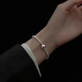 Trustdavis 925 Silver 3mm Beads Elastic Bracelet Wedding Jewelry Gift