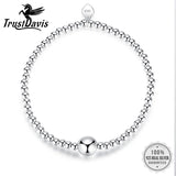 Trustdavis 925 Silver 3mm Beads Elastic Bracelet Wedding Jewelry Gift