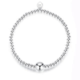 Trustdavis 925 Silver 3mm Beads Elastic Bracelet Wedding Jewelry Gift