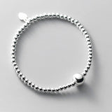 Trustdavis 925 Silver 3mm Beads Elastic Bracelet Wedding Jewelry Gift