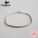 Trustdavis 925 Silver Minimalist Beads Bracelet Wedding Jewelry Gift