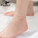 Trustdavis 925 Silver Moon Wafer Tassel Chain Anklet For Women DB1266