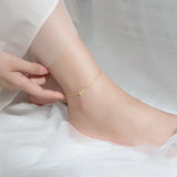 Trustdavis 925 Silver Moon Wafer Tassel Chain Anklet For Women DB1266