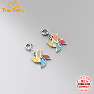 Trustdavis 925 Silver Windmill Charm Pendant for DIY Necklace