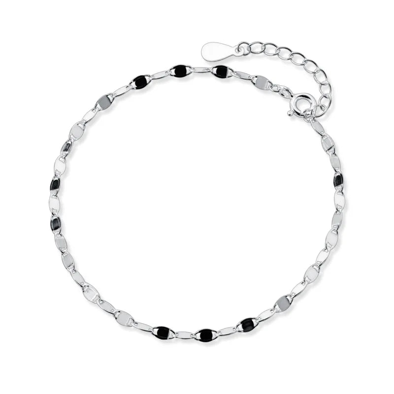 Trustdavis 925 Silver Elliptical Slices Bracelet Wedding Jewelry