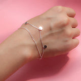 Trustdavis 925 Silver Double Chain Layer Bracelet For Women Girls DS1867