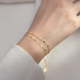 Trustdavis 925 Silver Double Chain Layer Bracelet For Women Girls DS1867