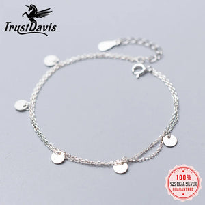 Trustdavis 925 Silver Double Chain Layer Bracelet For Women Girls DS1867