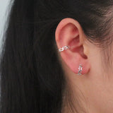 Trustdavis 925 Silver Geometric Love Heart Ear Cuff Clip Earrings DS2338