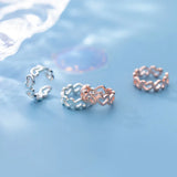 Trustdavis 925 Silver Geometric Love Heart Ear Cuff Clip Earrings DS2338