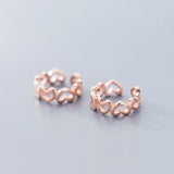 Trustdavis 925 Silver Geometric Love Heart Ear Cuff Clip Earrings DS2338