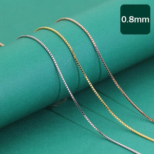 Trustdavis 925 Silver Box Chain Long Necklace for Women