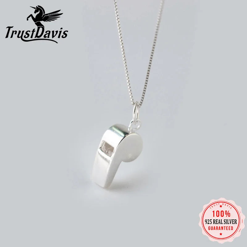Trustdavis 925 Silver Whistle Necklace for Women Girls DT24