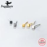 Trustdavis 925 Silver Mini Square Stud Earrings DS2112