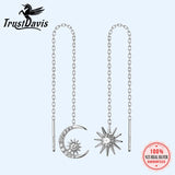 Trustdavis 925 Silver Sun Moon Linked Ear Line Silver 925 Jewelry