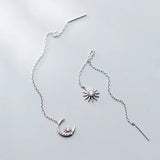 Trustdavis 925 Silver Sun Moon Linked Ear Line Silver 925 Jewelry