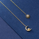 Trustdavis 925 Silver Sun Moon Linked Ear Line Silver 925 Jewelry