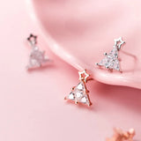 Trustdavis 925 Silver Christmas Tree CZ Stud Earrings For Women