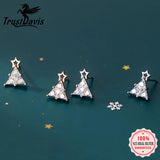 Trustdavis 925 Silver Christmas Tree CZ Stud Earrings For Women