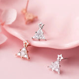 Trustdavis 925 Silver Christmas Tree CZ Stud Earrings For Women