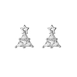 Trustdavis 925 Silver Christmas Tree CZ Stud Earrings For Women