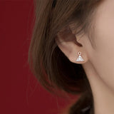 Trustdavis 925 Silver Christmas Tree CZ Stud Earrings For Women