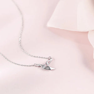 Trustdavis 925 Silver Papercranes CZ Pendant Choker Necklace