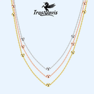 Trustdavis 925 Sterling Silver Small Beads Pendant Necklace For Women