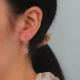 Trustdavis 925 Silver Star Charm Hoop Earrings Sterling Silver Jewelry