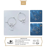 Trustdavis 925 Silver Star Charm Hoop Earrings Sterling Silver Jewelry