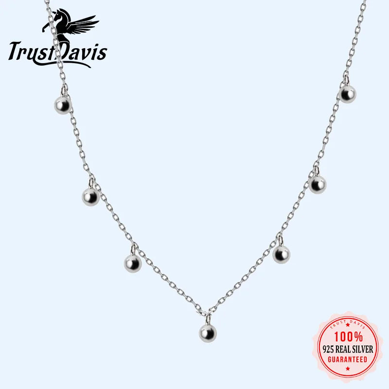 Trustdavis 925 Silver Tassel Beads Pendant Necklace For Women DS2103