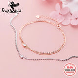 Trustdavis 925 Silver Double Layer CZ Bracelet Wedding Jewelry