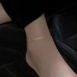 Trustdavis 925 Silver Double Layer Chain Anklets For Women