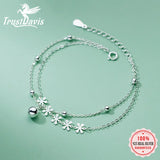 Trustdavis Double Layer Flower Beads Bracelet 925 Silver Wedding Party Jewelry