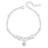 Trustdavis Double Layer Flower Beads Bracelet 925 Silver Wedding Party Jewelry