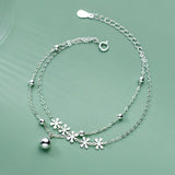 Trustdavis Double Layer Flower Beads Bracelet 925 Silver Wedding Party Jewelry