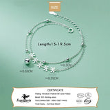 Trustdavis Double Layer Flower Beads Bracelet 925 Silver Wedding Party Jewelry