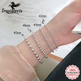 Trustdavis 925 Silver Sweet Beads Chain Bracelet For Women Wedding Party