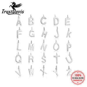 Trustdavis 925 Silver 26 Letters Pendant For Women Girls Jewelry