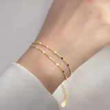 Trustdavis 925 Silver Double Chain Layer Bracelet Women Wedding