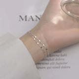 Trustdavis 925 Silver Double Chain Layer Bracelet Women Wedding