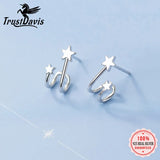 Trustdavis 925 Silver Double Stars Stud Earrings Wedding Gift DS105