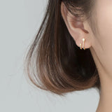 Trustdavis 925 Silver Double Stars Stud Earrings Wedding Gift DS105