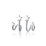 Trustdavis 925 Silver Double Stars Stud Earrings Wedding Gift DS105